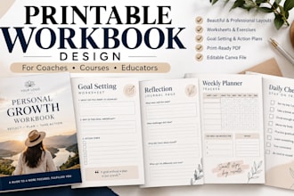 design a printable workbook for online courses and coaching programs