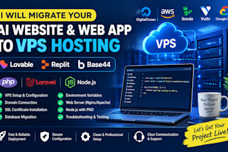 migrate lovable PHP laravel nodej base44 replit and ai web site to vps hosting