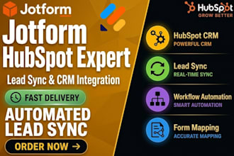 build jotform hubspot crm integration, pipeline with lead sync automation