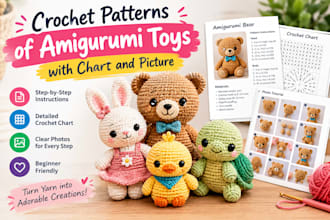 write crochet patterns of amigurumi toys with chart and picture