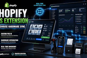 build custom shopify pos ui extension app and local warehouse hardware data sync
