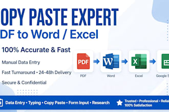 do ai data entry, copy paste, pdf to excel, typing and online tasks