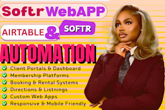 build softr web app, airtable database, softr client portal and automation