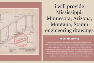 provide mississippi, minnesota, arizona, montana, stamp engineering drawings