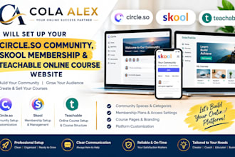 set up circle so community, skool membership, and teachable online course