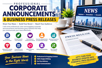 professional corporate announcements and business press releases