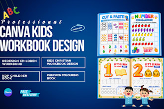 design canva kids workbook, redesign children workbook, print interior layout