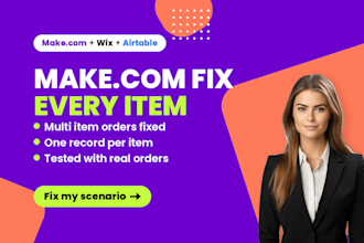 make com fix, make com iterator, wix airtable make, make com scenario fix order