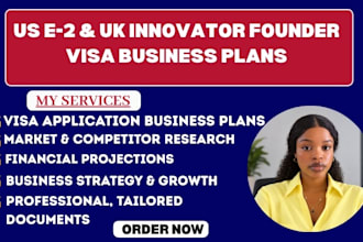 write US and UK innovator founder visa application business plan