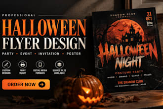 design spooky halloween party flyer, event poster and invitation