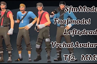 port create custom 3d models sfm, gmod, l4d2 tf2 , fnaf, vrchat character models
