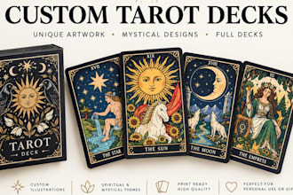 design custom tarot decks with unique mystical artwork and illustrations