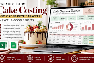 create custom cake costing and order profit tracker in excel and google sheets