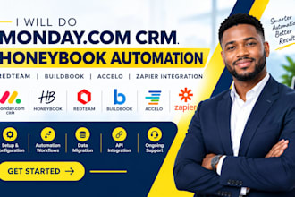 monday com CRM honeybook automation redteam buildbook accelo zapier integration
