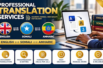 translate english to somali, somali to english and ahmaric