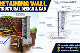 design retaining wall structural plans and site drainage