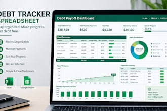 create debt tracker spreadsheet with payoff progress and payment dashboard