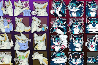 draw custom furry telegram stickers discord stickers and chibi emotes