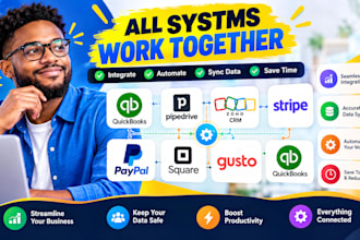 integrate quickbooks pipedrive zoho CRM stripe paypal square gusto quickbooks
