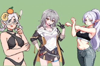 make nsfw pixel art character sprite sheet pixel art animation video game art