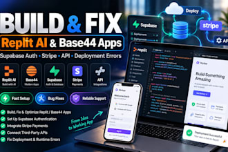 build fix replit ai base44 app supabase auth, stripe, API and deployment errors