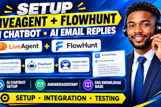setup liveagent flowhunt ai chatbot and answerassistant ai email replies