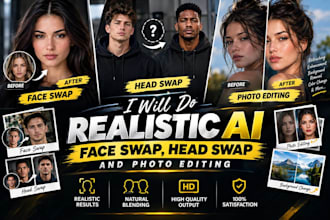 do realistic ai face swap, head swap and photo editing
