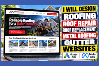 design roofing, roof repair, roof replacement, gutter websites google ads meta