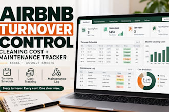 build airbnb turnover, cleaning cost and maintenance tracker in excel or sheets