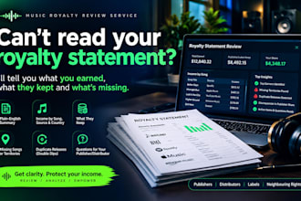 review your music royalty statements and show what is missing