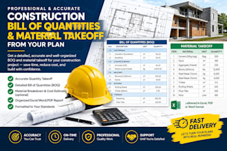 prepare a construction bill of quantities and material takeoff from your plan