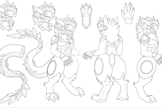 draw custom furry ref sheet or fursona reference sheet