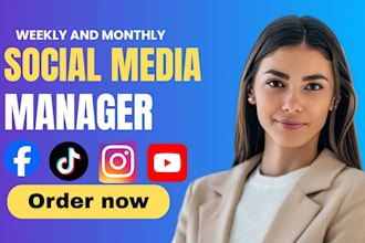 be weekly monthly social media manager, content creator and virtual assistance