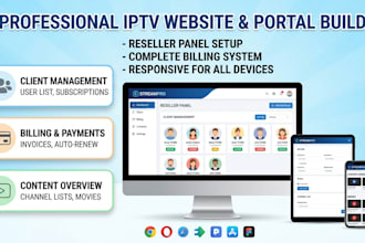 design a professional iptv website with user portal and payments