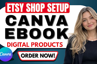etsy digital product for etsy shop setup, canva template, ebook design for etsy