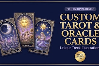 illustrate tarot, oracle and zodiac card deck with box design