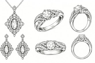 draw jewelry sketch ring wedding ring necklace neck chain pendant earring