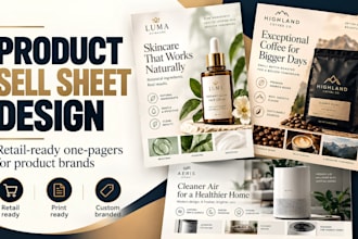 design product sell sheet and wholesale sales one pager
