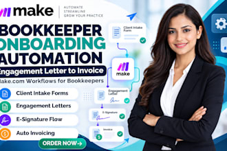 automate bookkeeper onboarding engagement letter to invoice with make com
