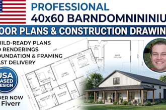 design professional 40x60 barndominium floor plans and construction drawings
