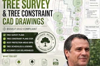 create tree survey and tree constraint cad drawings