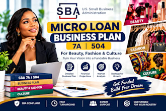 prepare sba micro loan 7a 504 business plan for beauty fashion and culture