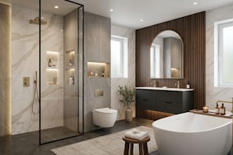 do bathroom interior design in 3d and render
