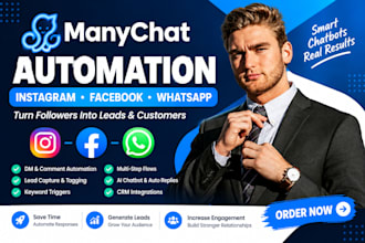 build manychat automation for instagram, facebook and whatsapp