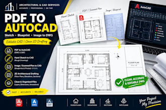 convert PDF, sketch and hand drawings to autocad dwg