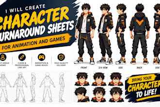 create character turnaround sheets for animation and games
