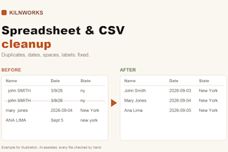 clean, standardize and organize your messy spreadsheet or CSV data