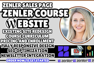 design your zenler course page, zenler landing page, course sales page
