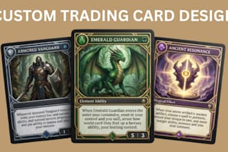 design custom trading cards, tcg card art, collectible cards and templates
