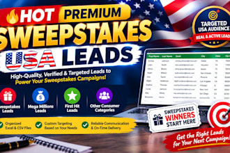 provide premium USA sweeps leads, mega millions  leads, elderly citizen leads
